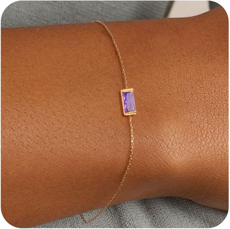 FUNEIA Birthstone Gold Bracelets for Women Non Tarnish Trendy Dainty 14K Gold Plated Bracelet Stack Stackable Blue Green May Emerald Friendship Bracelets Jewelry Gifts for Mom Best Friend - Image 1